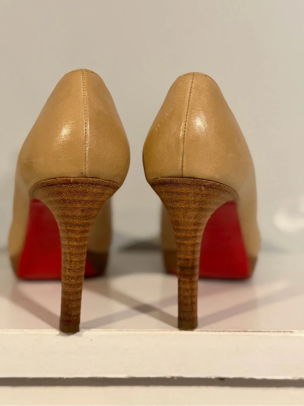 Christian Louboutin Beige Leather Pumps with Red Sole